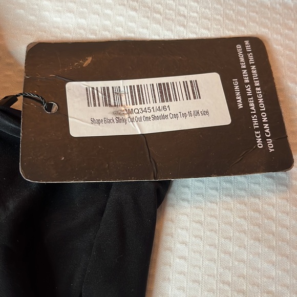 NWT PRETTY LITTLE THING ONE SHOULDER CROP TOP BLACK Size US 12 - Picture 6 of 8